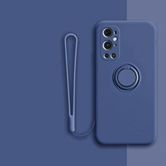 OnePlus 9 Pro 5G用極薄ソフトケース シリコンケース 耐衝撃 全面保護 アンド指輪 マグネット式 バンパー Z01 OnePlus ネイビー