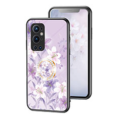 OnePlus 9 Pro 5G用ハイブリットバンパーケース プラスチック 鏡面 花 カバー S01 OnePlus ラベンダー