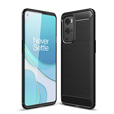 OnePlus 9 Pro 5G用シリコンケース ソフトタッチラバー ライン カバー OnePlus ブラック