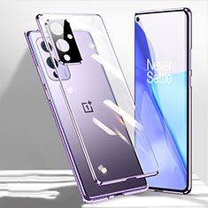 OnePlus 9 Pro 5G用ケース 高級感 手触り良い アルミメタル 製の金属製 360度 フルカバーバンパー 鏡面 カバー P01 OnePlus パープル