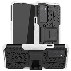 OnePlus 9 Pro 5G用ハイブリットバンパーケース スタンド プラスチック 兼シリコーン カバー JX1 OnePlus シルバー