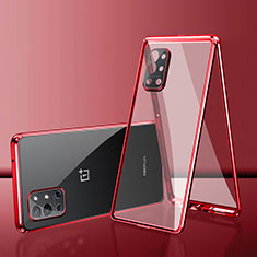 OnePlus 9R 5G用ケース 高級感 手触り良い アルミメタル 製の金属製 360度 フルカバーバンパー 鏡面 カバー OnePlus レッド