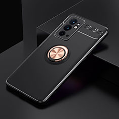 OnePlus 9RT 5G用極薄ソフトケース シリコンケース 耐衝撃 全面保護 アンド指輪 マグネット式 バンパー SD2 OnePlus ゴールド・ブラック