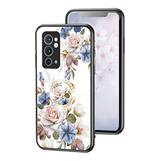 OnePlus 9RT 5G用ハイブリットバンパーケース プラスチック 鏡面 花 カバー S01 OnePlus ホワイト