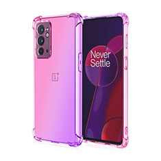 OnePlus 9RT 5G用極薄ソフトケース グラデーション 勾配色 クリア透明 OnePlus ローズレッド