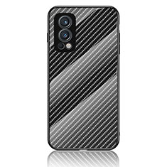 OnePlus Nord 2 5G用ハイブリットバンパーケース プラスチック 鏡面 虹 グラデーション 勾配色 カバー LS2 OnePlus ブラック