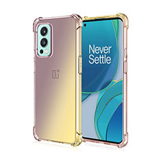 OnePlus Nord 2 5G用極薄ソフトケース グラデーション 勾配色 クリア透明 OnePlus イエロー