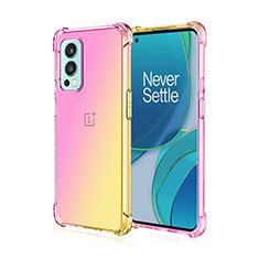 OnePlus Nord 2 5G用極薄ソフトケース グラデーション 勾配色 クリア透明 OnePlus ピンク