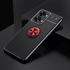 OnePlus Nord 2T 5G用極薄ソフトケース シリコンケース 耐衝撃 全面保護 アンド指輪 マグネット式 バンパー SD2 OnePlus レッド・ブラック