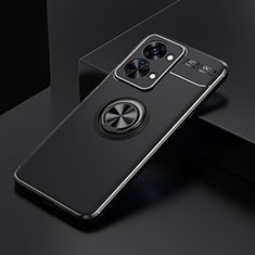 OnePlus Nord 2T 5G用極薄ソフトケース シリコンケース 耐衝撃 全面保護 アンド指輪 マグネット式 バンパー SD2 OnePlus ブラック