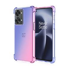 OnePlus Nord 2T 5G用極薄ソフトケース グラデーション 勾配色 クリア透明 OnePlus ラベンダー