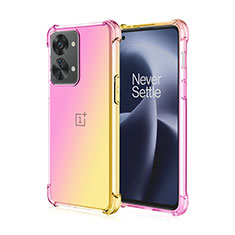 OnePlus Nord 2T 5G用極薄ソフトケース グラデーション 勾配色 クリア透明 OnePlus ピンク