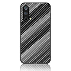 OnePlus Nord CE 5G用ハイブリットバンパーケース プラスチック 鏡面 虹 グラデーション 勾配色 カバー LS2 OnePlus ブラック