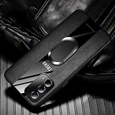 OnePlus Nord N200 5G用シリコンケース ソフトタッチラバー レザー柄 アンドマグネット式 S02 OnePlus ブラック