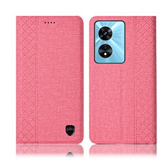 Oppo A1 5G用手帳型 布 スタンド H14P Oppo ピンク