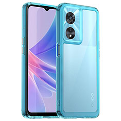 Oppo A1 5G用ハイブリットバンパーケース クリア透明 プラスチック カバー J01S Oppo シアン