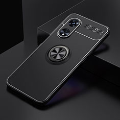 Oppo A1 Pro 5G用極薄ソフトケース シリコンケース 耐衝撃 全面保護 アンド指輪 マグネット式 バンパー JM2 Oppo ブラック