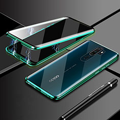 Oppo A11用ケース 高級感 手触り良い アルミメタル 製の金属製 360度 フルカバーバンパー 鏡面 カバー M02 Oppo グリーン