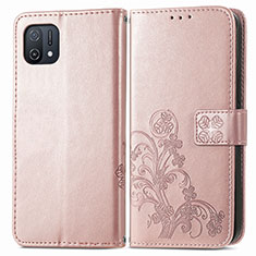 Oppo A16K用手帳型 レザーケース スタンド 花 カバー Oppo ピンク