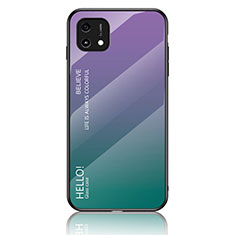 Oppo A16K用ハイブリットバンパーケース プラスチック 鏡面 虹 グラデーション 勾配色 カバー LS1 Oppo マルチカラー