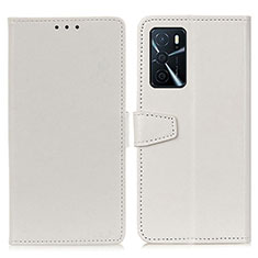 Oppo A16s用手帳型 レザーケース スタンド カバー A06D Oppo ホワイト