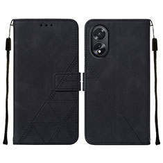 Oppo A18用手帳型 レザーケース スタンド カバー YB2 Oppo ブラック