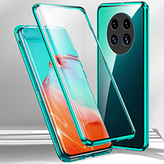 Oppo A2 Pro 5G用ケース 高級感 手触り良い アルミメタル 製の金属製 360度 フルカバーバンパー 鏡面 カバー Oppo グリーン