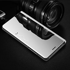 Oppo A5用手帳型 レザーケース スタンド 鏡面 カバー L01 Oppo シルバー