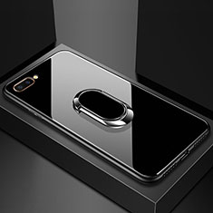 Oppo A5用ハイブリットバンパーケース プラスチック 鏡面 カバー アンド指輪 マグネット式 A01 Oppo ブラック