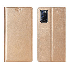 Oppo A52用手帳型 レザーケース スタンド カバー L01 Oppo ゴールド