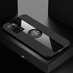 Oppo A53s 5G用極薄ソフトケース シリコンケース 耐衝撃 全面保護 アンド指輪 マグネット式 バンパー X01L Oppo ブラック