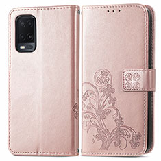 Oppo A54 4G用手帳型 レザーケース スタンド 花 カバー Oppo ピンク