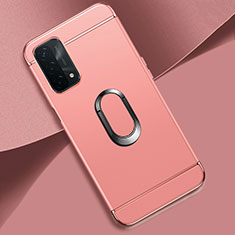 Oppo A54 5G用ケース 高級感 手触り良い メタル兼プラスチック バンパー アンド指輪 P02 Oppo ローズゴールド