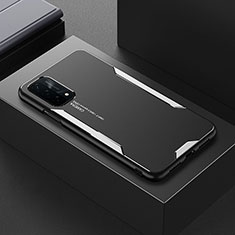 Oppo A54 5G用ケース 高級感 手触り良い アルミメタル 製の金属製 兼シリコン カバー Oppo シルバー