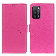 Oppo A55 5G用手帳型 レザーケース スタンド カバー A03D Oppo ローズレッド