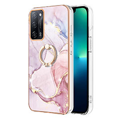 Oppo A55 5G用シリコンケース ソフトタッチラバー バタフライ パターン カバー アンド指輪 Y05B Oppo ピンク