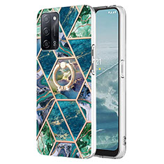 Oppo A55 5G用シリコンケース ソフトタッチラバー バタフライ パターン カバー アンド指輪 Y01B Oppo モスグリー