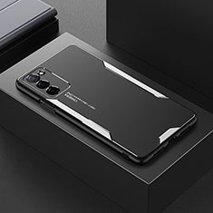 Oppo A55 5G用ケース 高級感 手触り良い アルミメタル 製の金属製 兼シリコン カバー Oppo シルバー