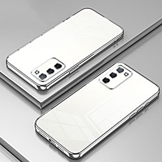 Oppo A55 5G用極薄ソフトケース シリコンケース 耐衝撃 全面保護 クリア透明 SY1 Oppo シルバー