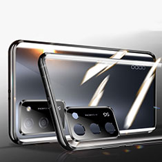 Oppo A55S 5G用ケース 高級感 手触り良い アルミメタル 製の金属製 360度 フルカバーバンパー 鏡面 カバー P02 Oppo ブラック