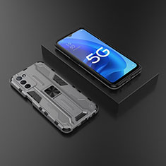 Oppo A56 5G用ハイブリットバンパーケース スタンド プラスチック 兼シリコーン カバー マグネット式 T02 Oppo グレー