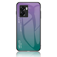 Oppo A57 5G用ハイブリットバンパーケース プラスチック 鏡面 虹 グラデーション 勾配色 カバー LS1 Oppo マルチカラー