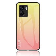 Oppo A57 5G用ハイブリットバンパーケース プラスチック 鏡面 虹 グラデーション 勾配色 カバー LS1 Oppo イエロー