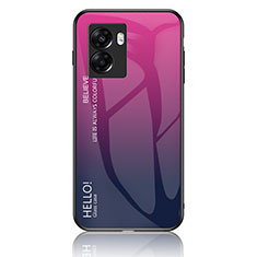 Oppo A57 5G用ハイブリットバンパーケース プラスチック 鏡面 虹 グラデーション 勾配色 カバー LS1 Oppo ローズレッド