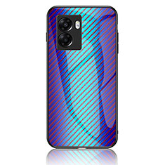 Oppo A57 5G用ハイブリットバンパーケース プラスチック 鏡面 虹 グラデーション 勾配色 カバー LS2 Oppo ネイビー