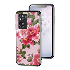 Oppo A57e用ハイブリットバンパーケース プラスチック 鏡面 花 カバー Oppo レッド