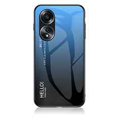 Oppo A58 4G用ハイブリットバンパーケース プラスチック 鏡面 虹 グラデーション 勾配色 カバー LS1 Oppo ネイビー