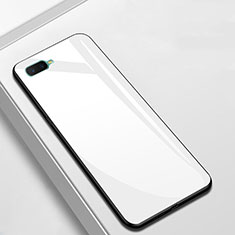 Oppo A7用ハイブリットバンパーケース プラスチック 鏡面 カバー Oppo ホワイト