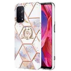 Oppo A74 5G用シリコンケース ソフトタッチラバー バタフライ パターン カバー アンド指輪 Y02B Oppo グレー