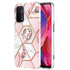 Oppo A74 5G用シリコンケース ソフトタッチラバー バタフライ パターン カバー アンド指輪 Y02B Oppo ピンク